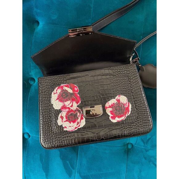 longchamp le pliage Heritage medium shoulder bag Flower design leather - Picture 7 of 12